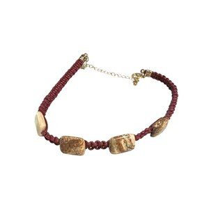 Free People Sweet Carolina Tan Macrame Beaded Choker Necklace NWT